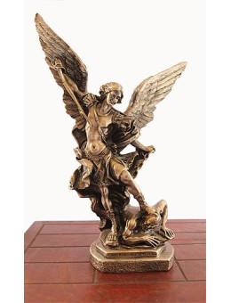 Statua San Michele Arcangelo Bronzato 30cm