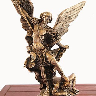 Statua San Michele Arcangelo Bronzato 30cm