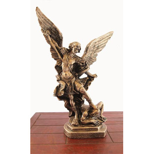 Statua San Michele Arcangelo Bronzato 30cm