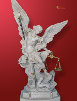 Statua San Michele Arcangelo effettto Capodimonte 33cm