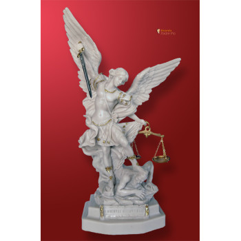 Statua San Michele Arcangelo effettto Capodimonte 33cm