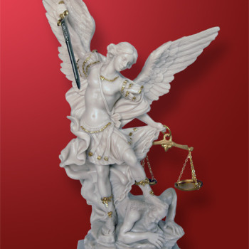 Statua San Michele Arcangelo effettto Capodimonte 33cm