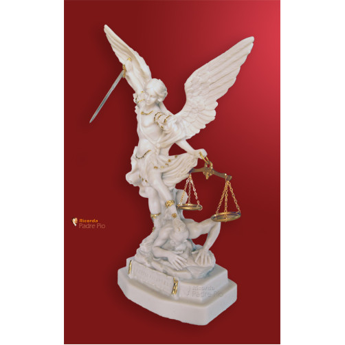 Statua San Michele Arcangelo effettto Capodimonte 33cm