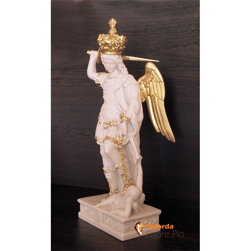 Statua San Michele Arcangelo cm27-45 , in resina , corona e spada