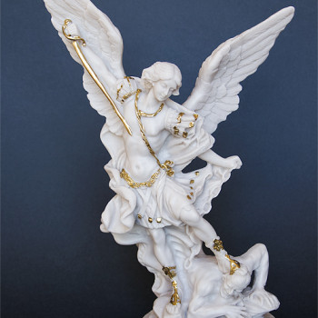 Statua San Michele Arcangelo effetto Capodimonte 30cm
