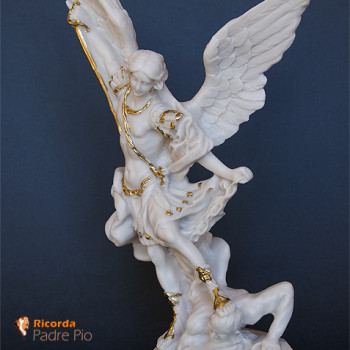 Statua San Michele Arcangelo effetto Capodimonte 30cm