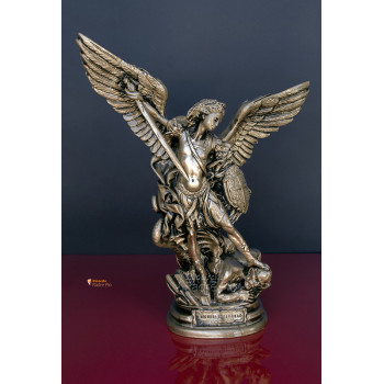 Statua San Michele Arcangelo Bronzato 40cm