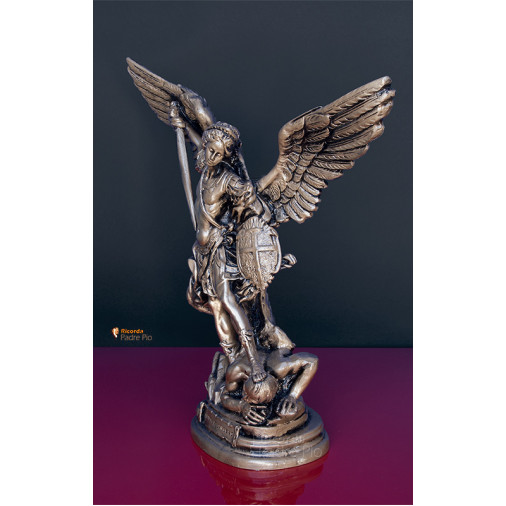 Statua San Michele Arcangelo Bronzato 40cm