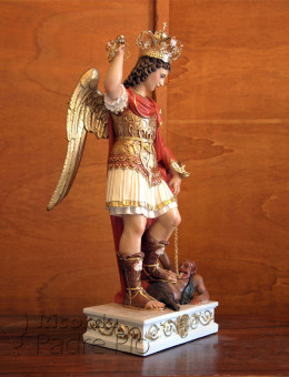 Statua San Michele Arcangelo colorato ali chiuse da 60 a 130cm