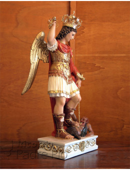 Statua San Michele Arcangelo colorato ali chiuse da 60 a 130cm