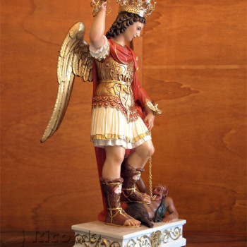 Statua San Michele Arcangelo colorato ali chiuse da 60 a 130cm