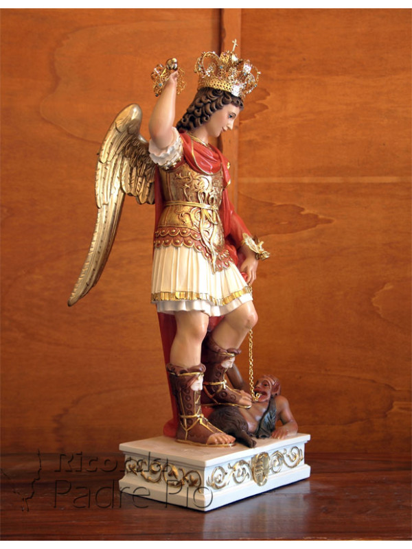Statua San Michele Arcangelo colorato ali chiuse da 60 a 130cm