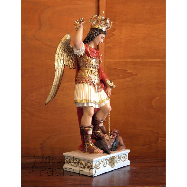 Statua San Michele Arcangelo colorato ali chiuse da 60 a 130cm