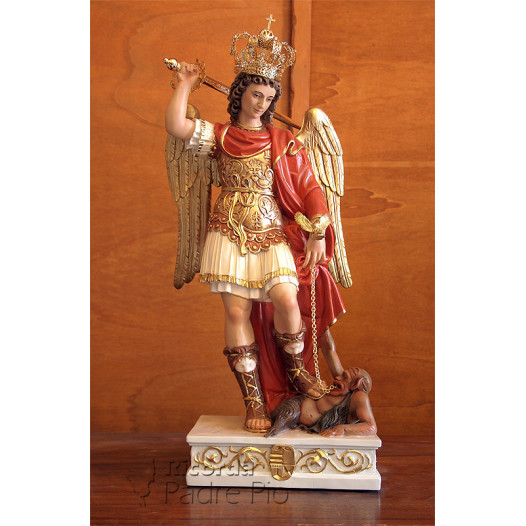 Statua San Michele Arcangelo colorato ali chiuse da 60 a 130cm