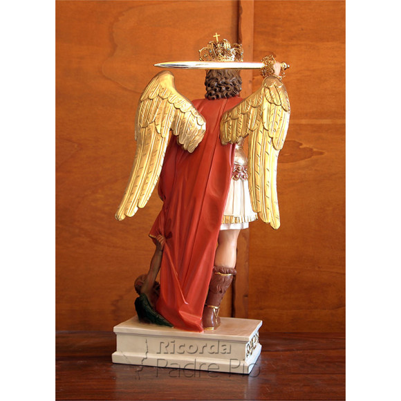 Statua San Michele Arcangelo colorato ali chiuse da 60 a 130cm