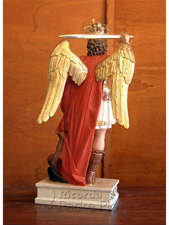Statua San Michele Arcangelo colorato ali chiuse da 60 a 130cm