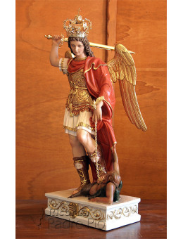 Statua San Michele Arcangelo colorato ali chiuse da 60 a 130cm