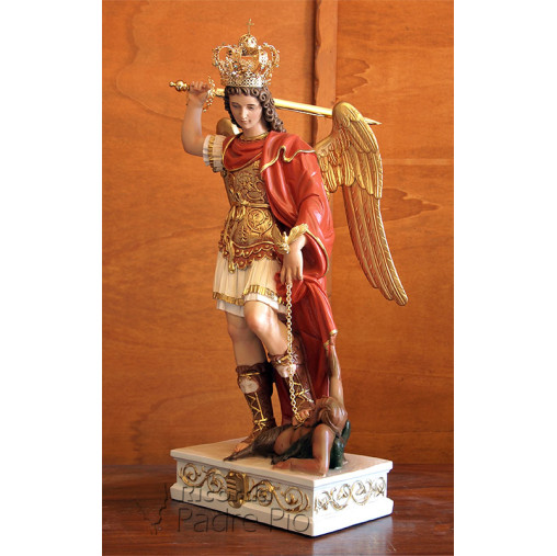 Statua San Michele Arcangelo colorato ali chiuse da 60 a 130cm