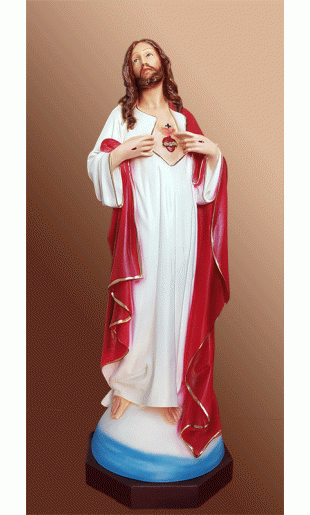 Statua Sacro Cuore di Gesù 60cm mani al petto