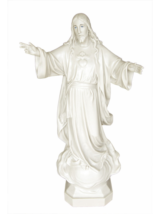 Statua Sacro Cuore di Gesù 85cm effetto Capodimonte