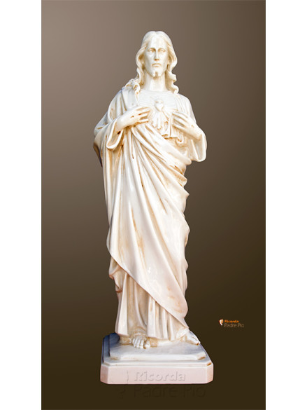Statua Sacro Cuore di Gesù 50cm effetto invecchiato