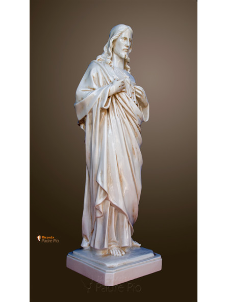 Statua Sacro Cuore di Gesù 50cm effetto invecchiato
