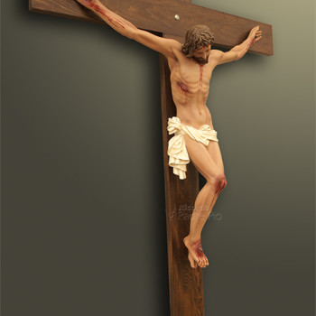 Cristo in resina-polvere di marmo da 120cm