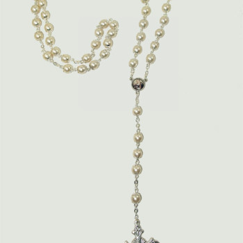 Rosario Perle Beige a catena