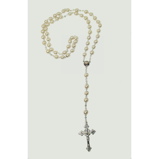 Rosario Perle Beige a catena