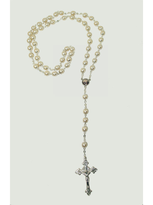 Rosario Perle Beige a catena
