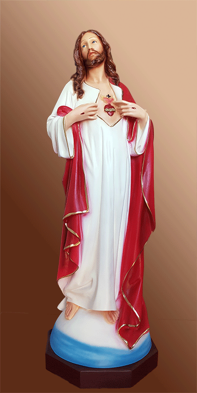 Statua Sacro Cuore di Gesù 60cm mani al petto